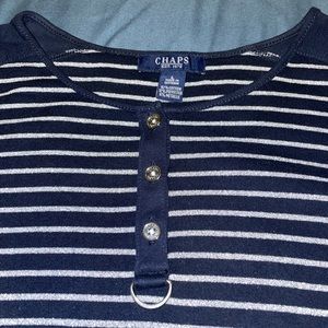 Chaps Women’s Striped Navy Silver Striped top Large